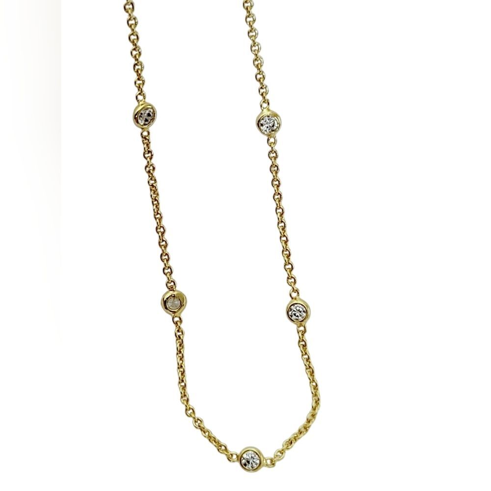 17.5" 925 Italy Gold overlay Necklace with 5 stones
